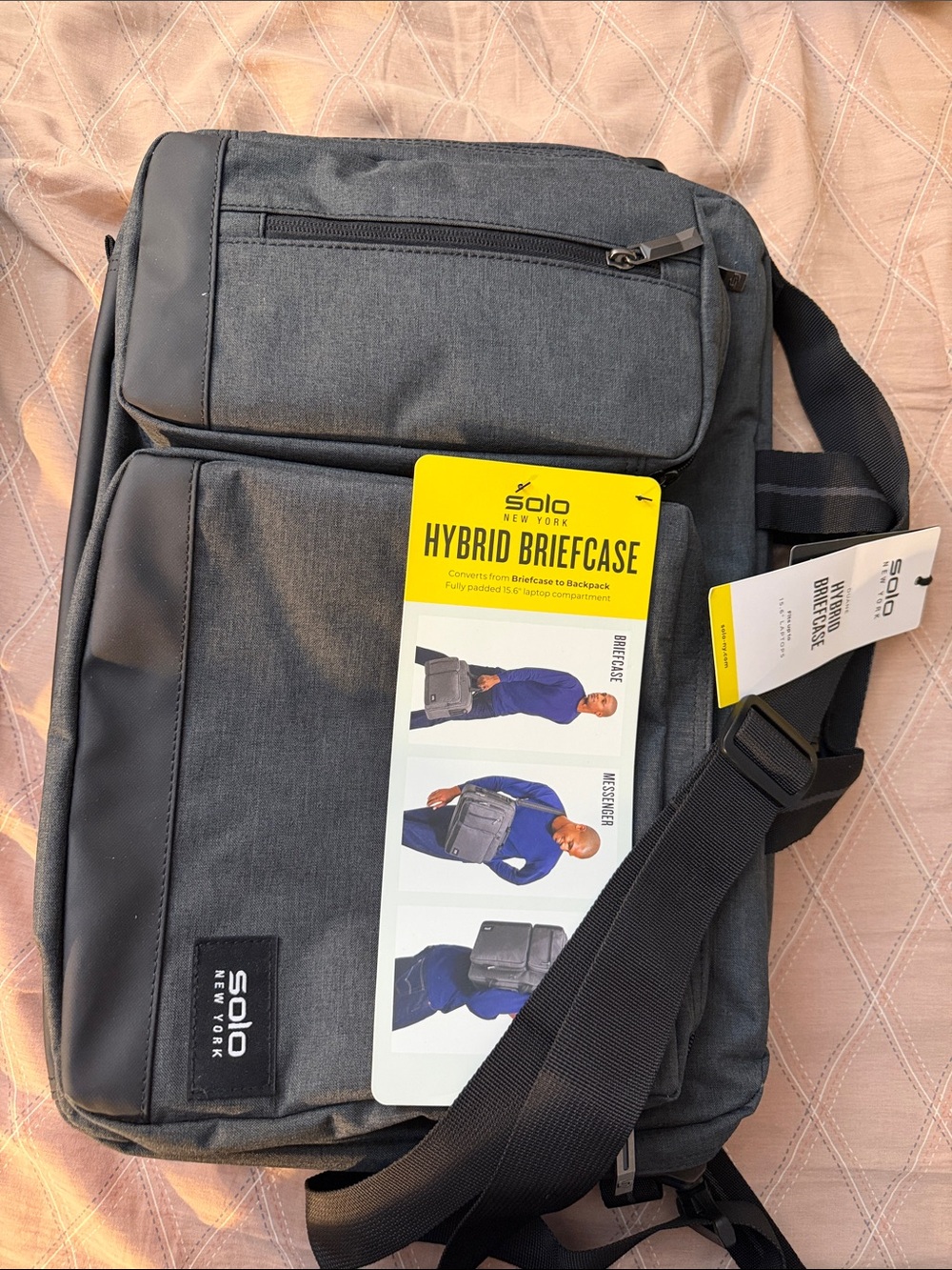 New York Solo Convertible Backpack Briefcase Messenger Bag - Gray